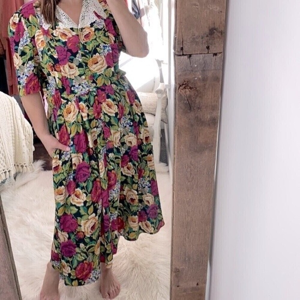 Vintage floral maxi dress size 12 - Picture 2 of 10